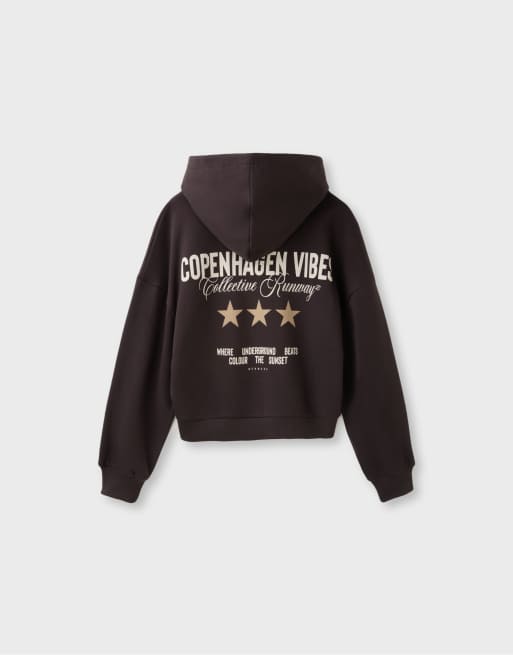 Stradivarius felpa con cappuccio a quadri marrone, 7 di 7