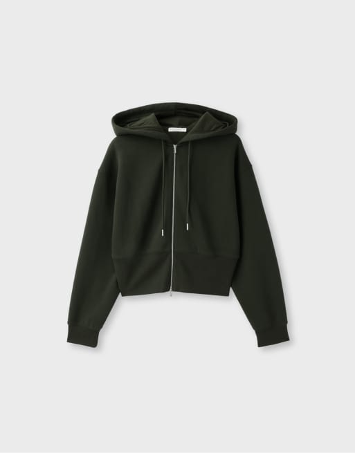 Stradivarius felpa con cappuccio e zip verde, 6 di 7