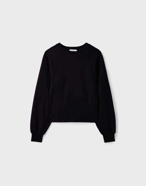 Stradivarius felpa con vita aderente soft-touch nera, 6 di 7