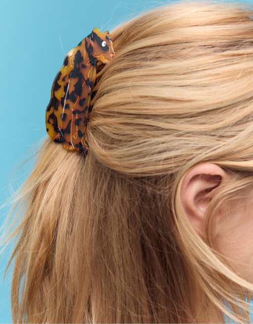 Stradivarius - Fermaglio per capelli marrone a forma di pantera