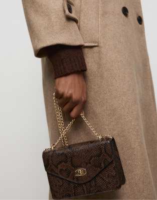 Stradivarius - Feste Umhängetasche in Braun mit Verschluss-Brown