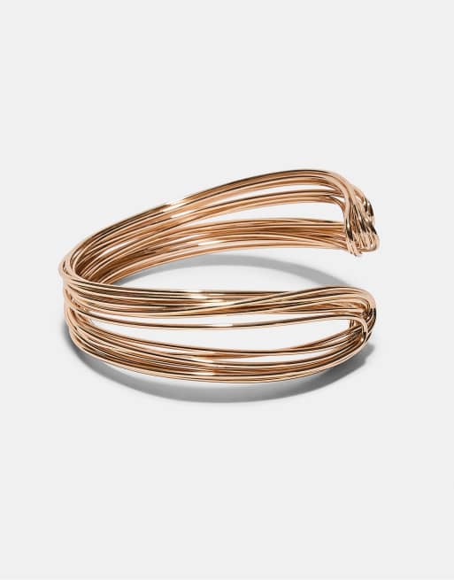 Stradivarius – Festes Armband in Gold-Optik mit mehreren Metalldrähten, 4 von 4