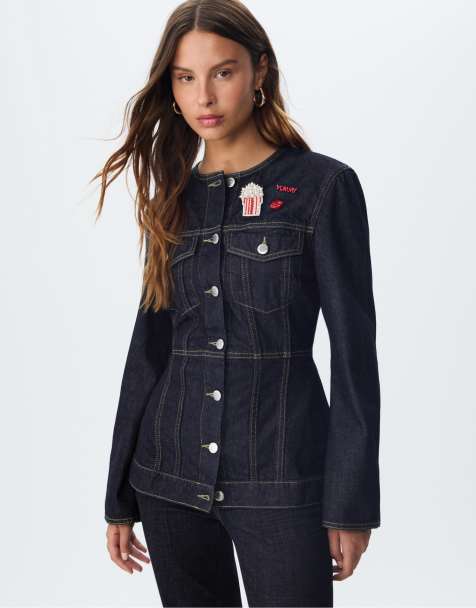 Stradivarius – Figurbetonte Jeansjacke in blauer Rinse-Waschung - view 1