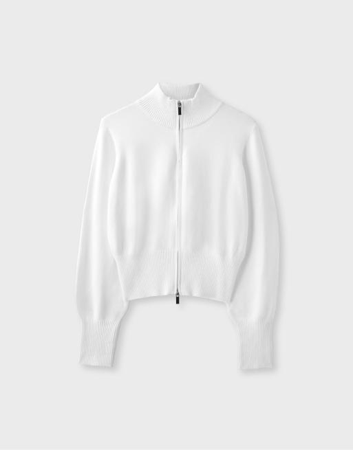 Stradivarius figurbetonte Strickjacke mit Reißverschluss in Ecru, 6 von 7