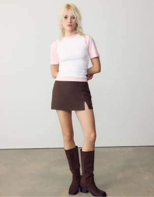 Stradivarius - Figurbetontes Basic-Oberteil in Weiß