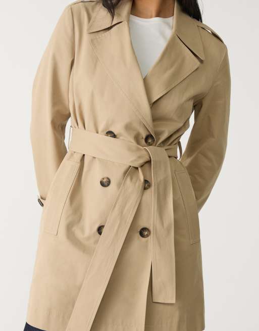 Stradivarius fit trench coat with belt in stone