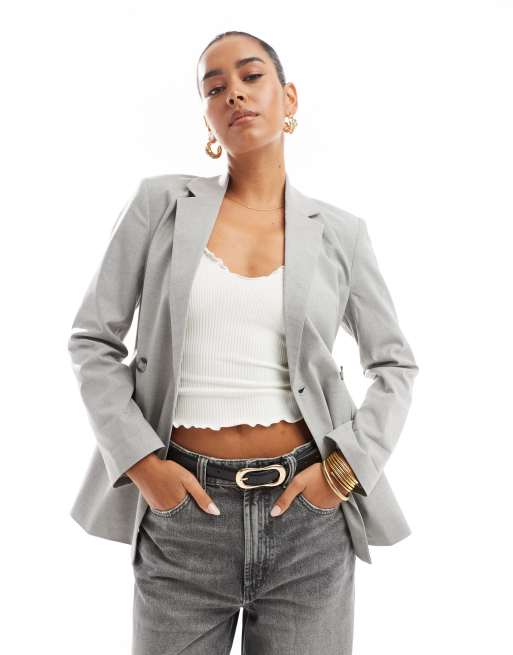 Stradivarius fitted blazer in gray