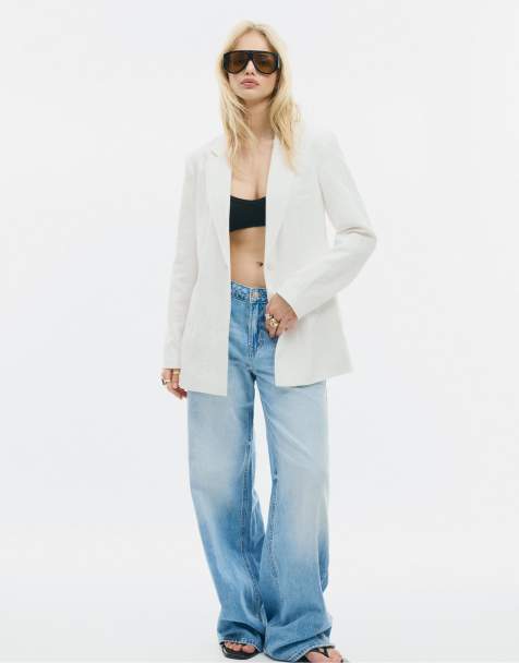 Stradivarius Fitted rustic blazer in white - view 1