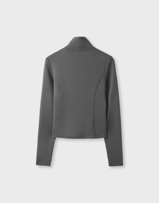 Stradivarius Fitted zip-up sweatshirt in grey, 2 of 2