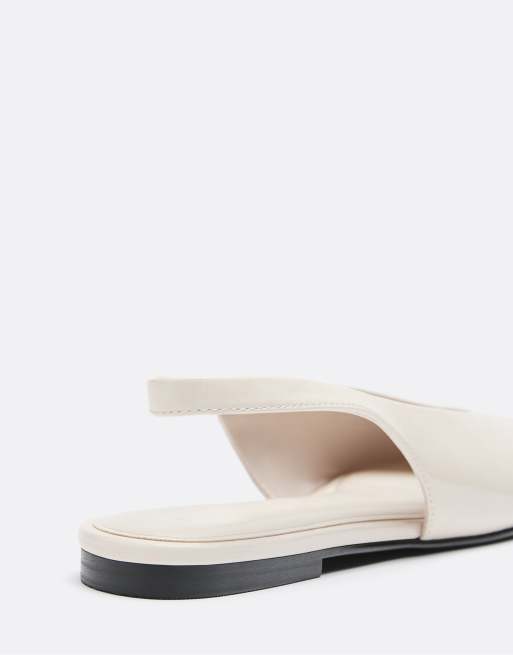 Stradivarius flache Peeptoe-Slingback-Ballerinas in Ecru, 5 von 5