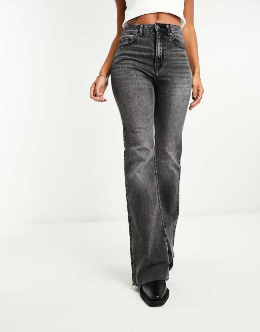 Black Contrast Piping Low Rise Flare Pants