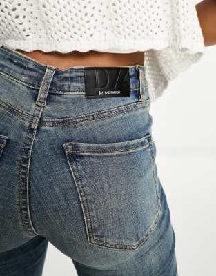 Stradivarius flare jean with split in dark vintage wash | ASOS