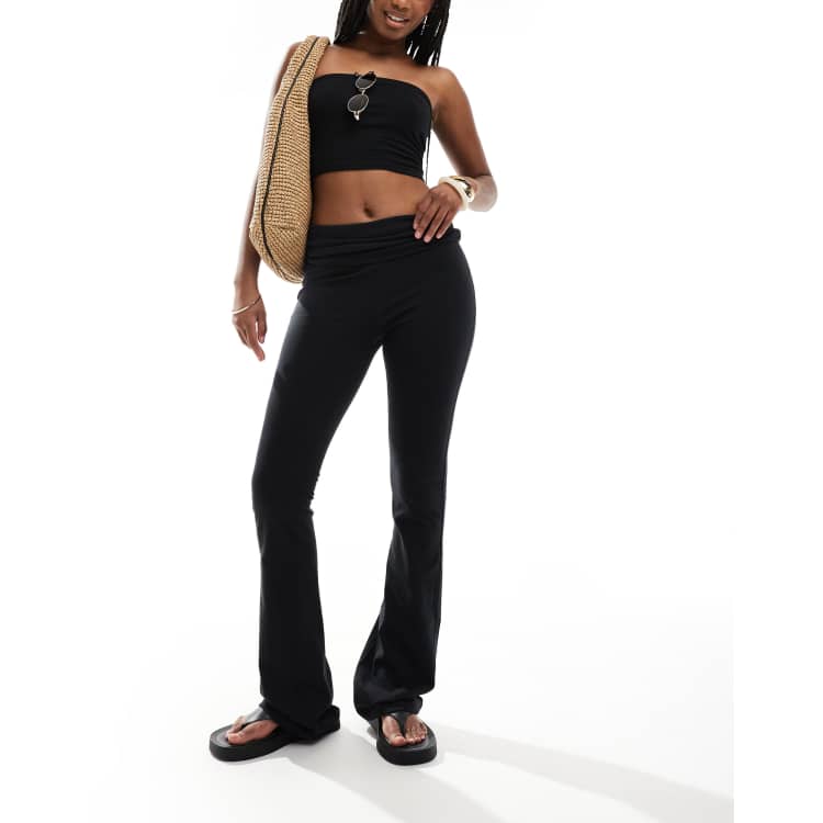 Black Bootcut Leggings with Strass Waist