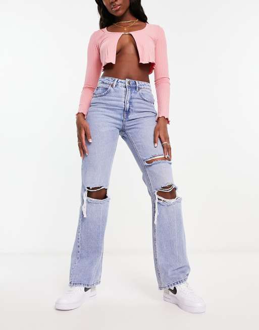 Stradivarius - Flared jeans in vintage stijl in lichtblauw 