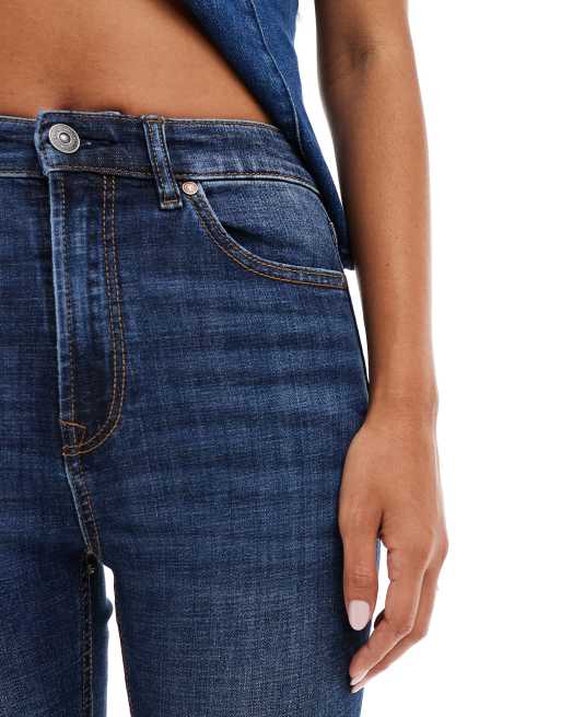 Stradivarius flared jeans with slit in overdyed blue, 5 of 5