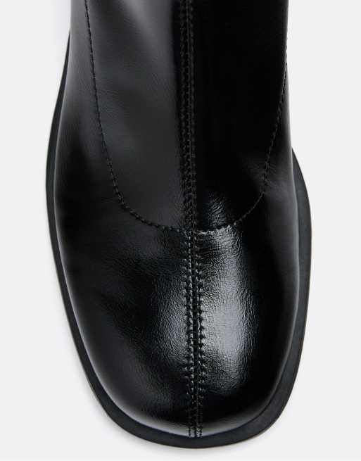 Stradivarius Flat ankle boots with metal detail in black, 4 of 4