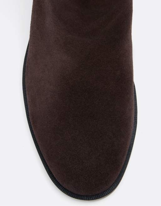 Stradivarius Flat leather equestrian boots in brown, 4 of 6