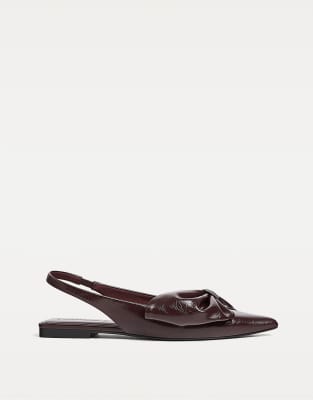  Flat slingback shoes with bow in burgundy