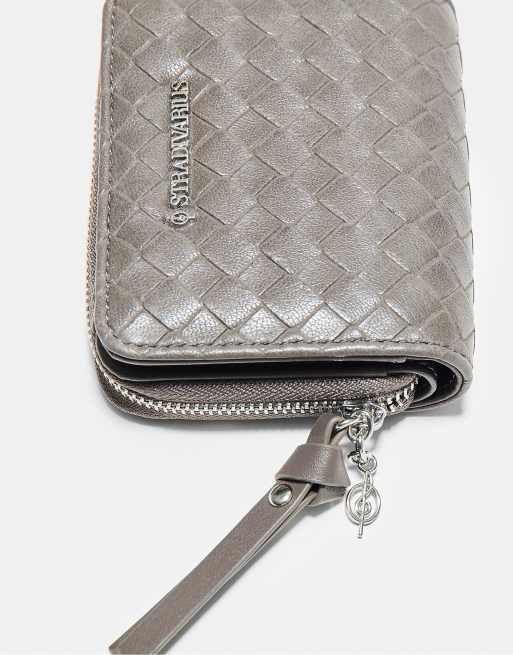 Stradivarius flätad korthållarplånbok i mörkgrått, 4 av 4