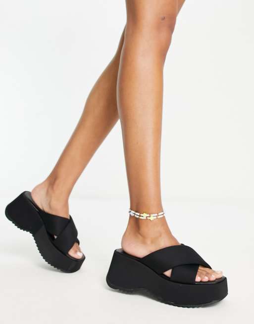 Black platform cheap sandals 90s