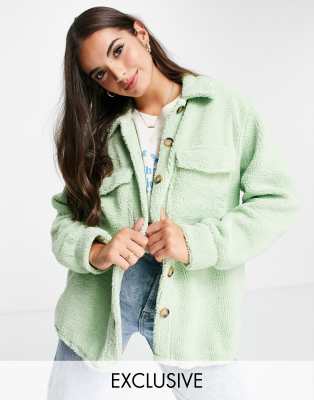 green fleece shacket