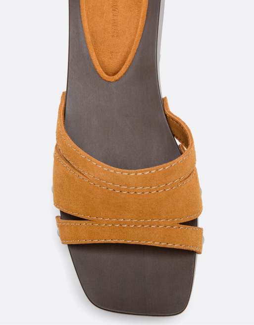 Stradivarius – Flerfärgade, platta tofflor i läder, 4 av 5