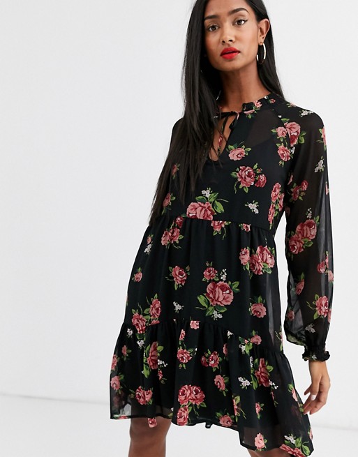 Stradivarius floral dress with ruffle