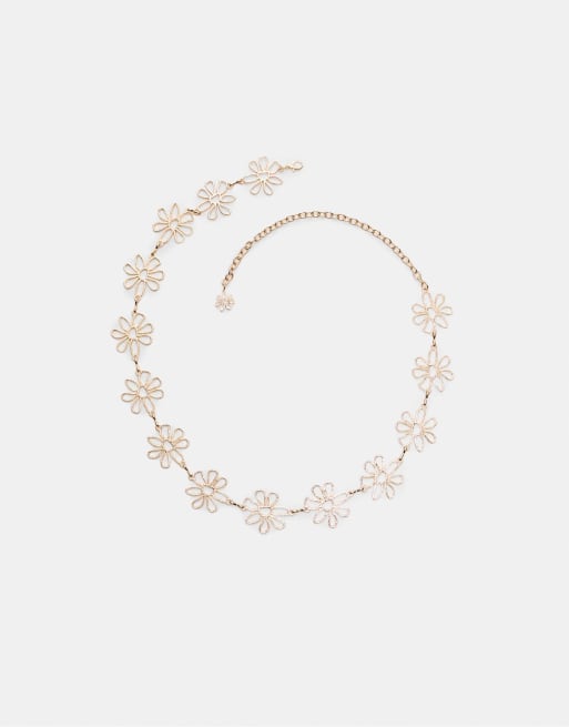 Stradivarius metal flower belt Floral chain belt - Women main image 2