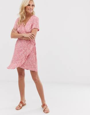 pink wrap dress mini