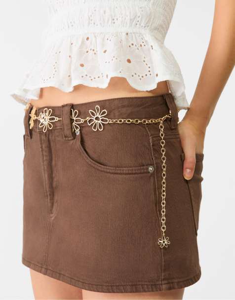 Stradivarius – Floraler Metallgürtel in Goldoptik - view 1