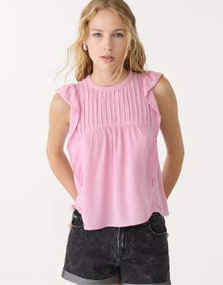 Stradivarius - Flowing - Bluse in Altrosa mit Rüschen
