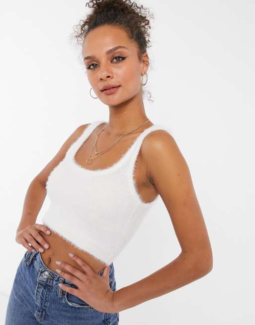 Fluffy knit shop crop top