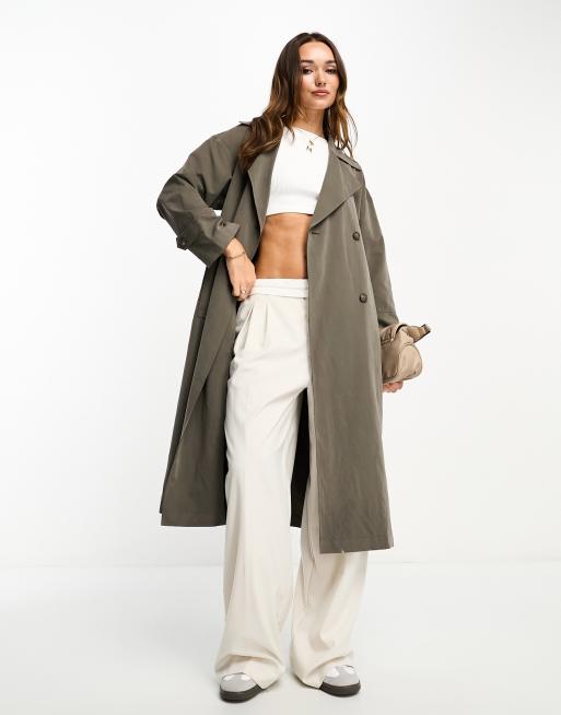 Stradivarius – Fluid – Brun trenchcoat 