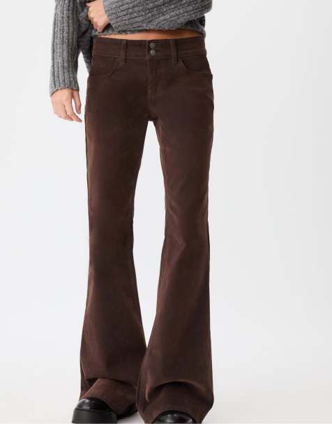 Stradivarius - Fluwelen flare-broek in bruin - view 1