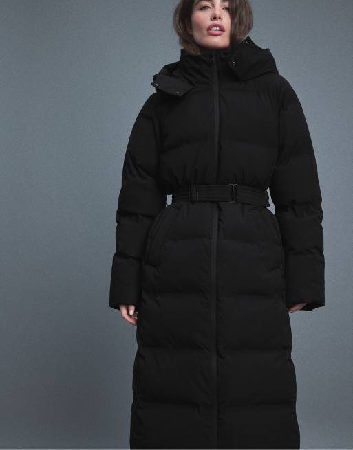 Stradivarius foret frakke med bælte i sort, 2 af 7
