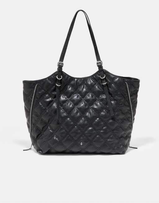Stradivarius foret shopper-taske i læderlook i sort, 1 af 4