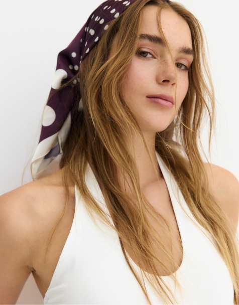 Stradivarius - Foulard à pois - Bordeaux - view 1