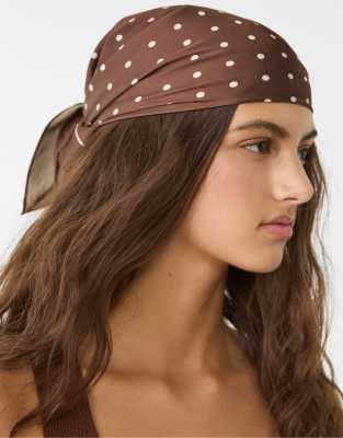 Stradivarius - Foulard à pois - Marron