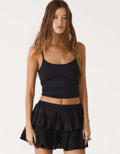 Stradivarius frill culottes in black