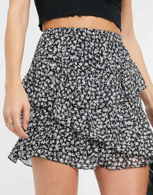 Floral frill mini clearance skirt