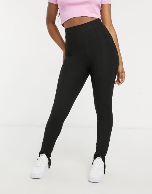 Stradivarius front slit leggings in black