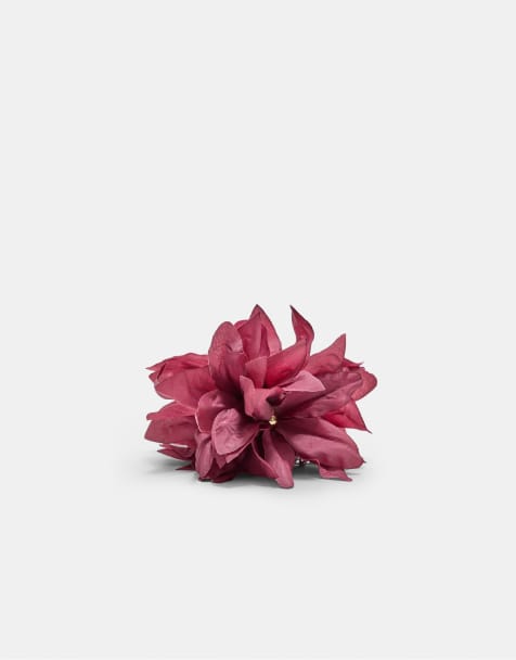 Stradivarius – Fuchsiarosa, blomformad hårklämma i tyg - view 1