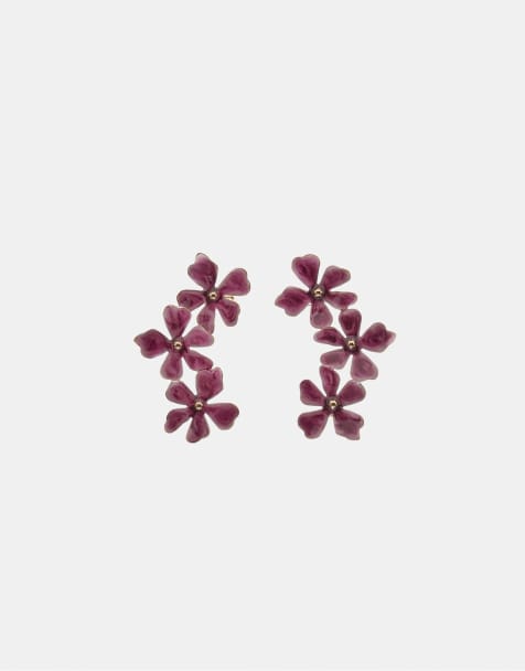 Stradivarius – Fuchsiarosa, blommiga stiftörhängen och öronsmycken - view 1