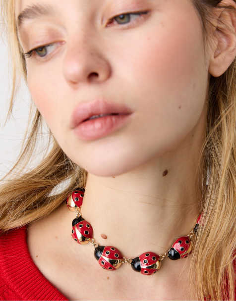 Stradivarius Garden necklace in red - view 1