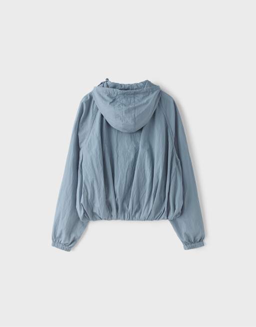Stradivarius Gathered cropped jacket in sky blue, 7 of 7