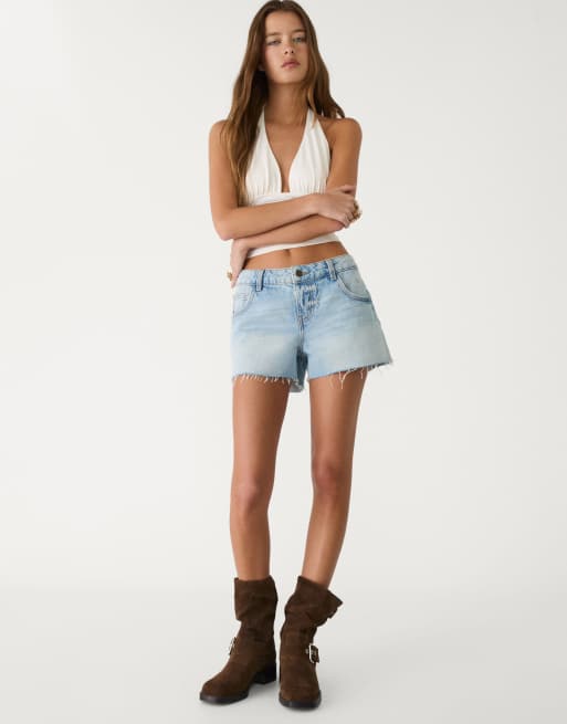 Stradivarius gathered halter top in ecru, 4 of 4