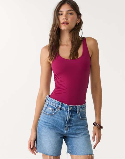 Stradivarius Gathered polyamide bodysuit in light pink - view 1