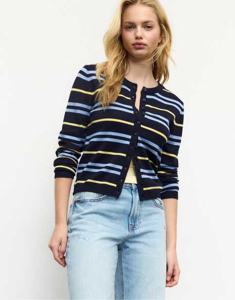 Stradivarius - Gebreid vest in marineblauw - view 1