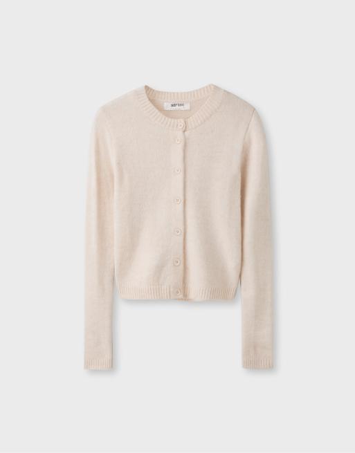 Stradivarius gebreid vest met knoopsluiting in ecru, 6 van 7