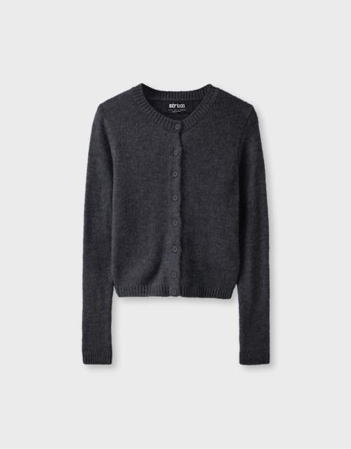 Stradivarius - Gebreid vest met knopen in donkergrijs, 6 van 7